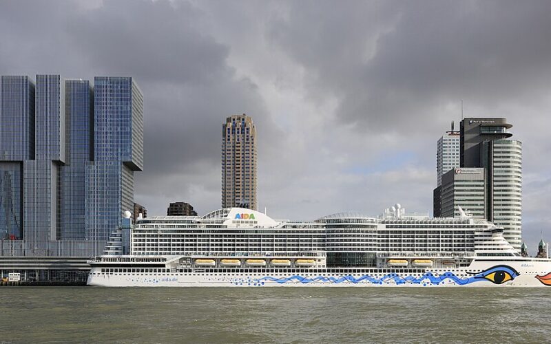 AIDAperla cruise ship of AIDA Cruises with the distinctive mouth livery